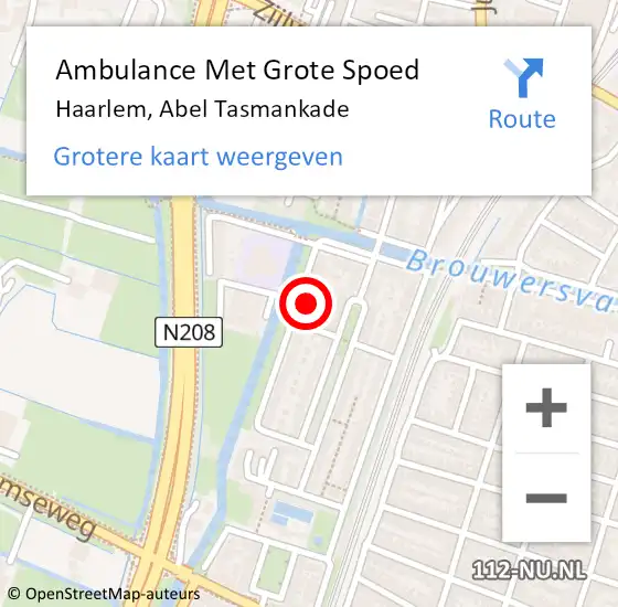 Locatie op kaart van de 112 melding: Ambulance Met Grote Spoed Naar Haarlem, Abel Tasmankade op 18 april 2022 13:55