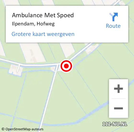 Locatie op kaart van de 112 melding: Ambulance Met Spoed Naar Ilpendam, Hofweg op 18 april 2022 13:55