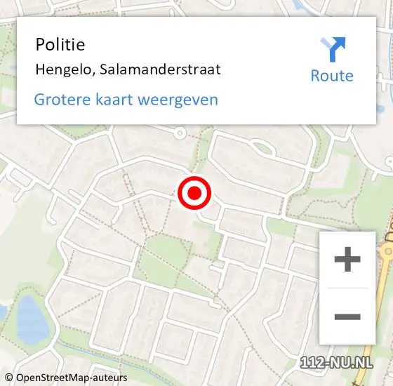 Locatie op kaart van de 112 melding: Politie Hengelo, Salamanderstraat op 18 april 2022 14:01