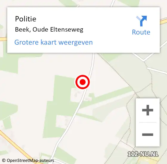 Locatie op kaart van de 112 melding: Politie Beek, Oude Eltenseweg op 18 april 2022 14:07