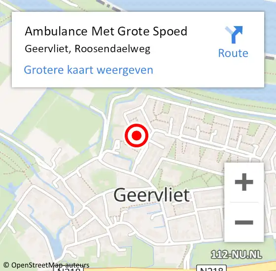 Locatie op kaart van de 112 melding: Ambulance Met Grote Spoed Naar Geervliet, Roosendaelweg op 18 april 2022 14:09