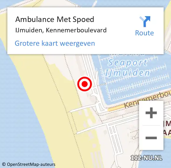 Locatie op kaart van de 112 melding: Ambulance Met Spoed Naar IJmuiden, Kennemerboulevard op 18 april 2022 14:10