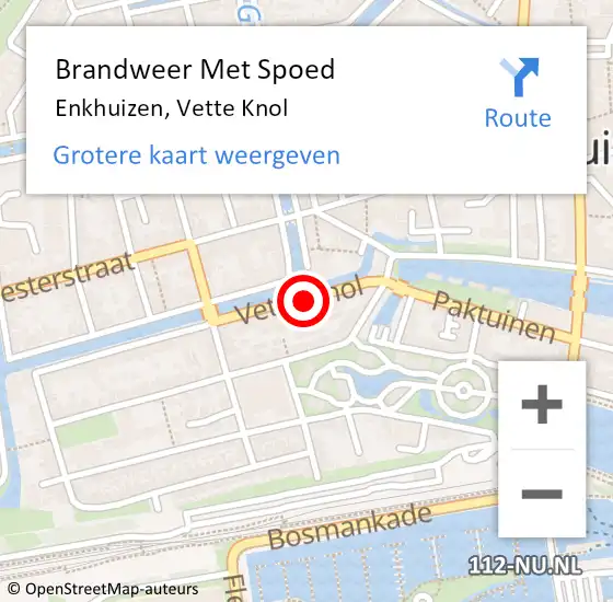 Locatie op kaart van de 112 melding: Brandweer Met Spoed Naar Enkhuizen, Vette Knol op 18 april 2022 14:10