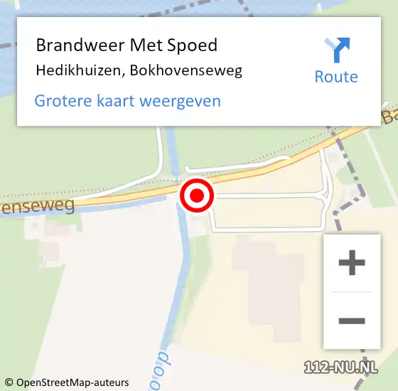 Locatie op kaart van de 112 melding: Brandweer Met Spoed Naar Hedikhuizen, Bokhovenseweg op 18 april 2022 14:19