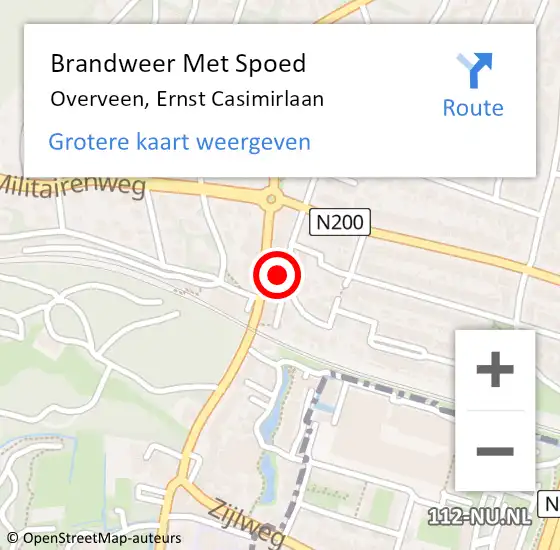 Locatie op kaart van de 112 melding: Brandweer Met Spoed Naar Overveen, Ernst Casimirlaan op 18 april 2022 14:24