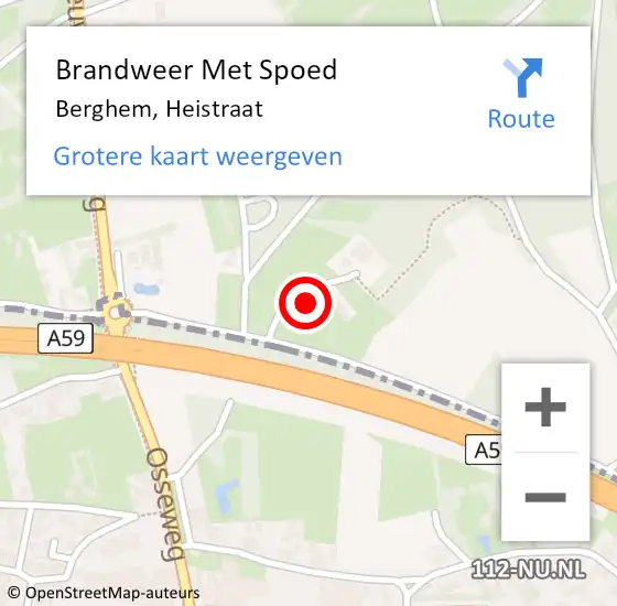 Locatie op kaart van de 112 melding: Brandweer Met Spoed Naar Berghem, Heistraat op 18 april 2022 14:25