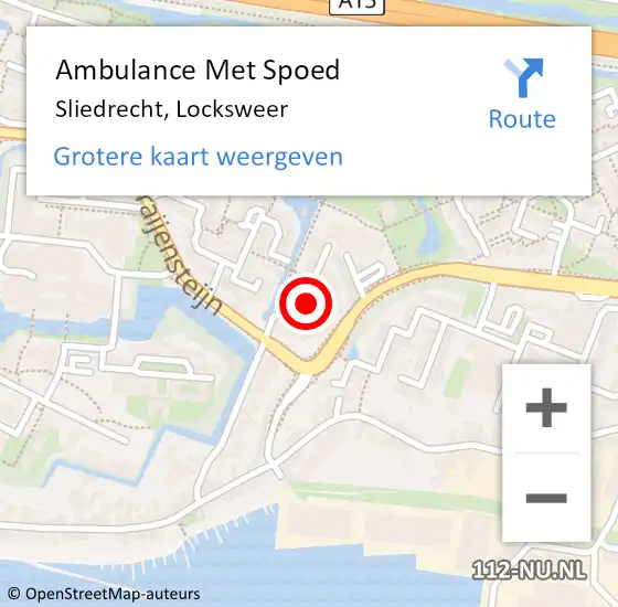 Locatie op kaart van de 112 melding: Ambulance Met Spoed Naar Sliedrecht, Locksweer op 18 april 2022 14:34