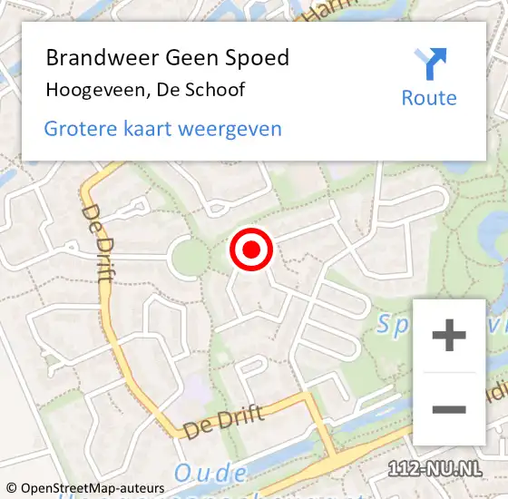 Locatie op kaart van de 112 melding: Brandweer Geen Spoed Naar Hoogeveen, De Schoof op 8 oktober 2013 10:48