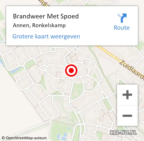 Locatie op kaart van de 112 melding: Brandweer Met Spoed Naar Annen, Ronkelskamp op 18 april 2022 14:48