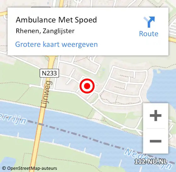 Locatie op kaart van de 112 melding: Ambulance Met Spoed Naar Rhenen, Zanglijster op 18 april 2022 14:55