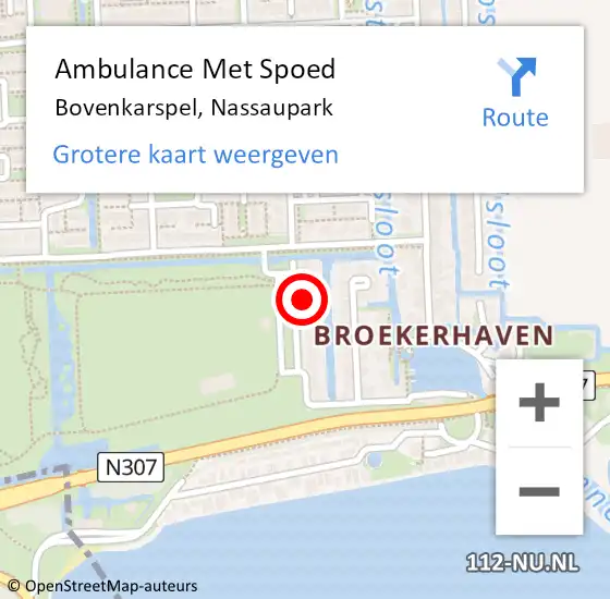 Locatie op kaart van de 112 melding: Ambulance Met Spoed Naar Bovenkarspel, Nassaupark op 18 april 2022 15:01