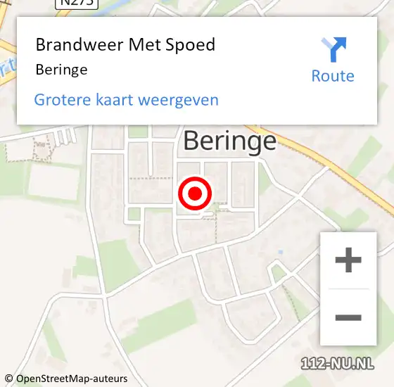 Locatie op kaart van de 112 melding: Brandweer Met Spoed Naar Beringe op 18 april 2022 15:12