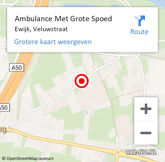 Locatie op kaart van de 112 melding: Ambulance Met Grote Spoed Naar Ewijk, Veluwstraat op 18 april 2022 15:25