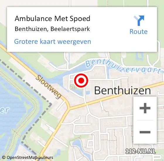 Locatie op kaart van de 112 melding: Ambulance Met Spoed Naar Benthuizen, Beelaertspark op 18 april 2022 15:29