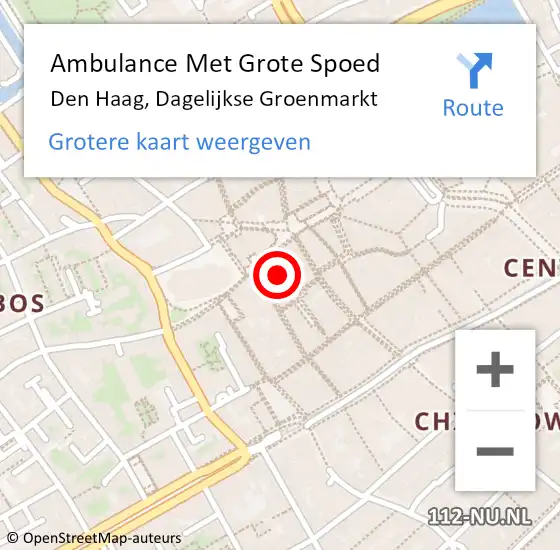 Locatie op kaart van de 112 melding: Ambulance Met Grote Spoed Naar Den Haag, Dagelijkse Groenmarkt op 18 april 2022 15:34