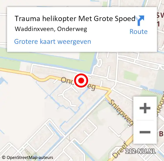 Locatie op kaart van de 112 melding: Trauma helikopter Met Grote Spoed Naar Waddinxveen, Onderweg op 18 april 2022 15:37