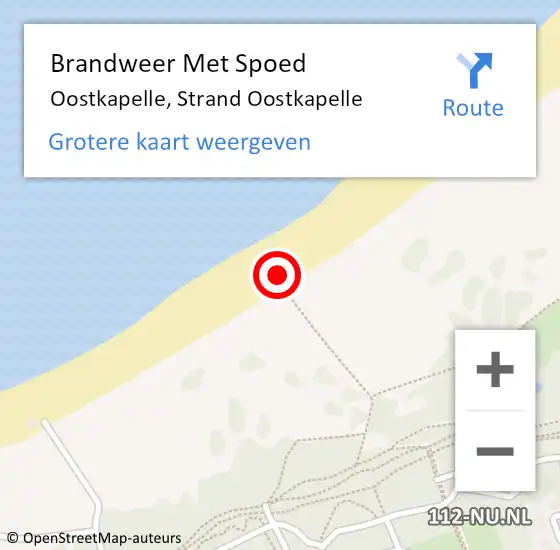 Locatie op kaart van de 112 melding: Brandweer Met Spoed Naar Oostkapelle, Strand Oostkapelle op 18 april 2022 15:40