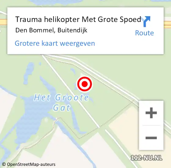 Locatie op kaart van de 112 melding: Trauma helikopter Met Grote Spoed Naar Den Bommel, Buitendijk op 18 april 2022 15:52