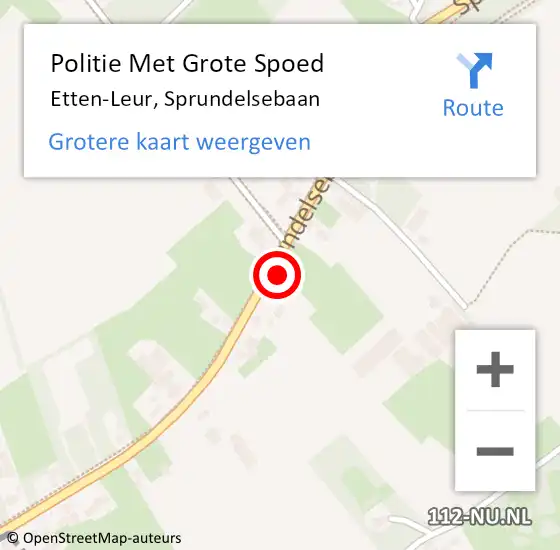 Locatie op kaart van de 112 melding: Politie Met Grote Spoed Naar Etten-Leur, Sprundelsebaan op 18 april 2022 15:55