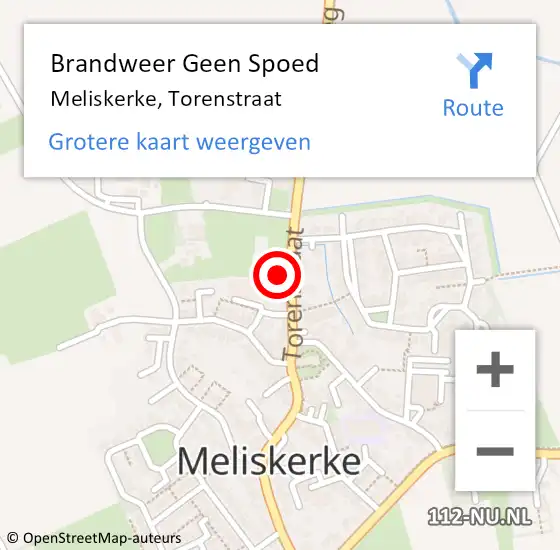 Locatie op kaart van de 112 melding: Brandweer Geen Spoed Naar Meliskerke, Torenstraat op 14 juli 2014 19:09