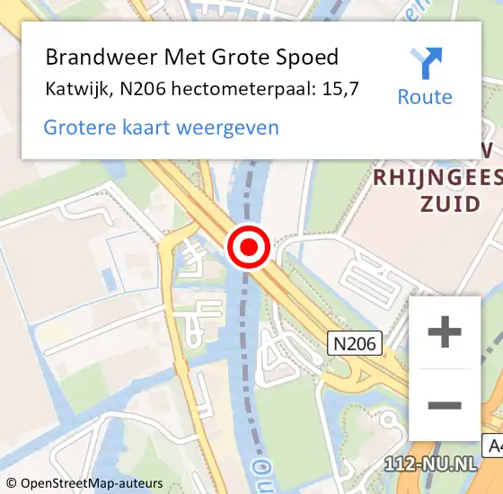 Locatie op kaart van de 112 melding: Brandweer Met Grote Spoed Naar Katwijk, N206 hectometerpaal: 15,7 op 18 april 2022 16:11