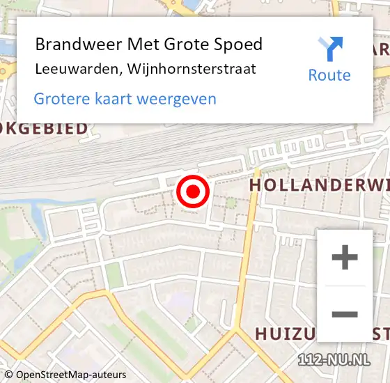 Locatie op kaart van de 112 melding: Brandweer Met Grote Spoed Naar Leeuwarden, Wijnhornsterstraat op 18 april 2022 16:12