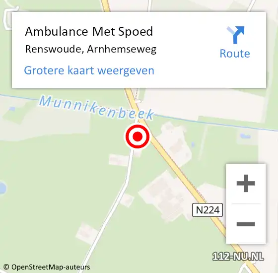 Locatie op kaart van de 112 melding: Ambulance Met Spoed Naar Renswoude, Arnhemseweg op 18 april 2022 16:15