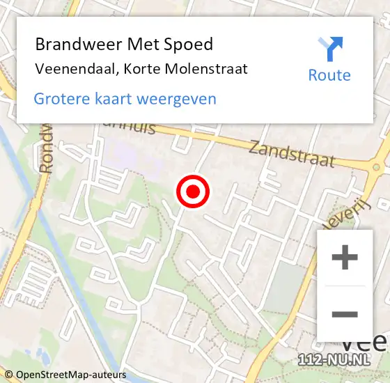Locatie op kaart van de 112 melding: Brandweer Met Spoed Naar Veenendaal, Korte Molenstraat op 18 april 2022 16:27