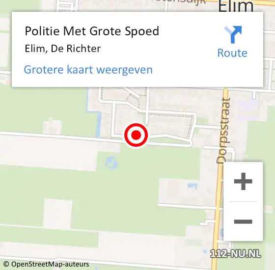 Locatie op kaart van de 112 melding: Politie Met Grote Spoed Naar Elim, De Richter op 18 april 2022 16:28