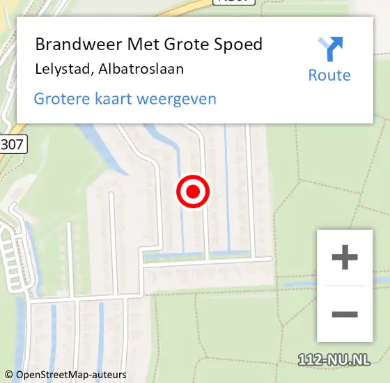 Locatie op kaart van de 112 melding: Brandweer Met Grote Spoed Naar Lelystad, Albatroslaan op 18 april 2022 16:49