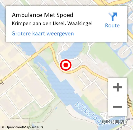 Locatie op kaart van de 112 melding: Ambulance Met Spoed Naar Krimpen aan den IJssel, Waalsingel op 18 april 2022 16:51