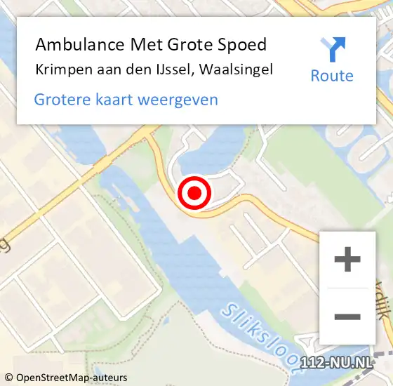 Locatie op kaart van de 112 melding: Ambulance Met Grote Spoed Naar Krimpen aan den IJssel, Waalsingel op 18 april 2022 17:01