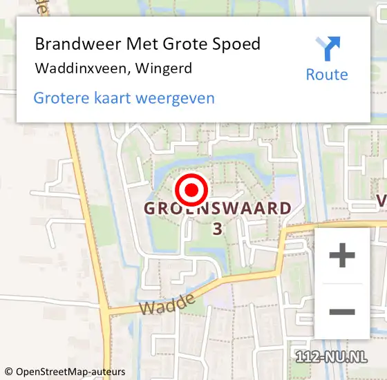 Locatie op kaart van de 112 melding: Brandweer Met Grote Spoed Naar Waddinxveen, Wingerd op 18 april 2022 17:07