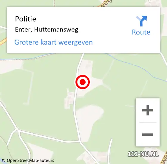 Locatie op kaart van de 112 melding: Politie Enter, Huttemansweg op 18 april 2022 17:56