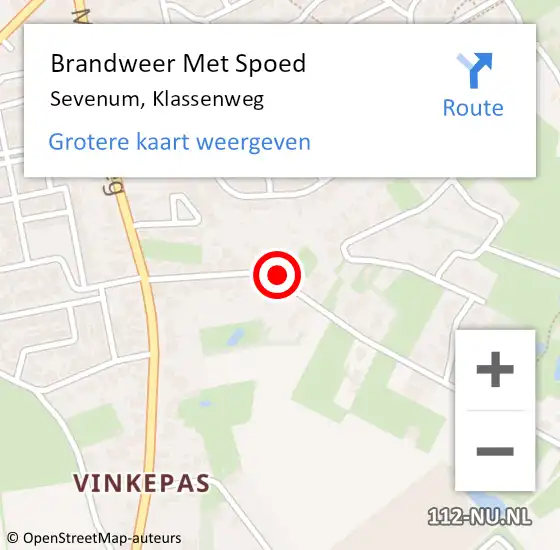 Locatie op kaart van de 112 melding: Brandweer Met Spoed Naar Sevenum, Klassenweg op 18 april 2022 17:57