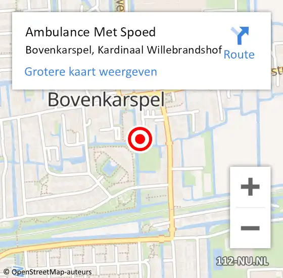 Locatie op kaart van de 112 melding: Ambulance Met Spoed Naar Bovenkarspel, Kardinaal Willebrandshof op 18 april 2022 18:01
