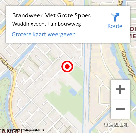 Locatie op kaart van de 112 melding: Brandweer Met Grote Spoed Naar Waddinxveen, Tuinbouwweg op 18 april 2022 18:04