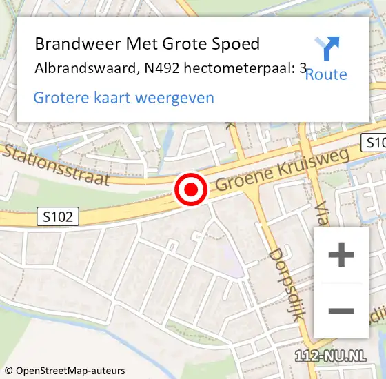 Locatie op kaart van de 112 melding: Brandweer Met Grote Spoed Naar Albrandswaard, N492 hectometerpaal: 3 op 18 april 2022 18:11