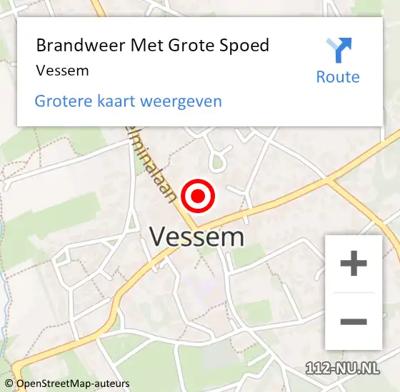 Locatie op kaart van de 112 melding: Brandweer Met Grote Spoed Naar Vessem op 14 juli 2014 19:21