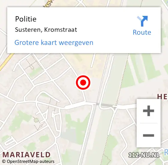 Locatie op kaart van de 112 melding: Politie Susteren, Kromstraat op 18 april 2022 18:22