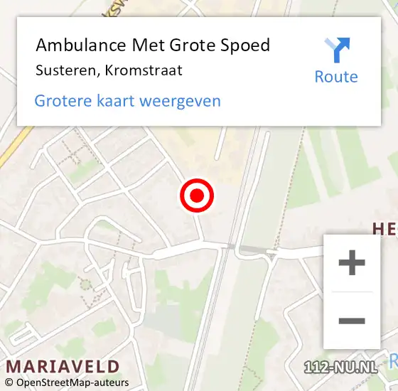Locatie op kaart van de 112 melding: Ambulance Met Grote Spoed Naar Susteren, Kromstraat op 18 april 2022 18:31