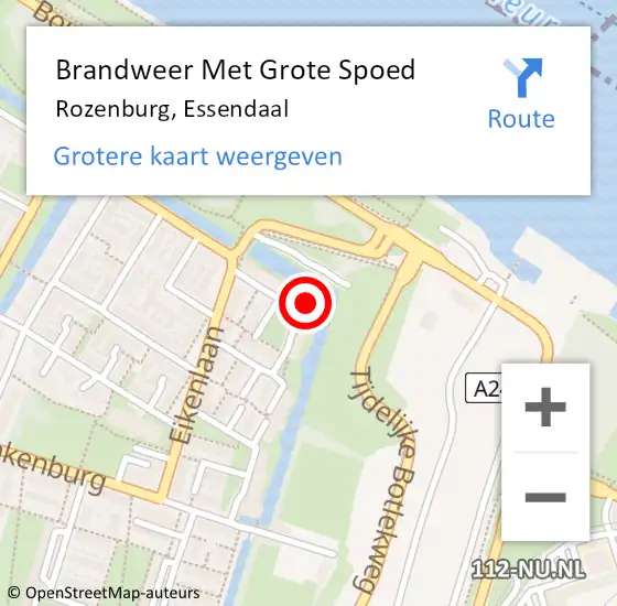 Locatie op kaart van de 112 melding: Brandweer Met Grote Spoed Naar Rozenburg, Essendaal op 18 april 2022 18:36