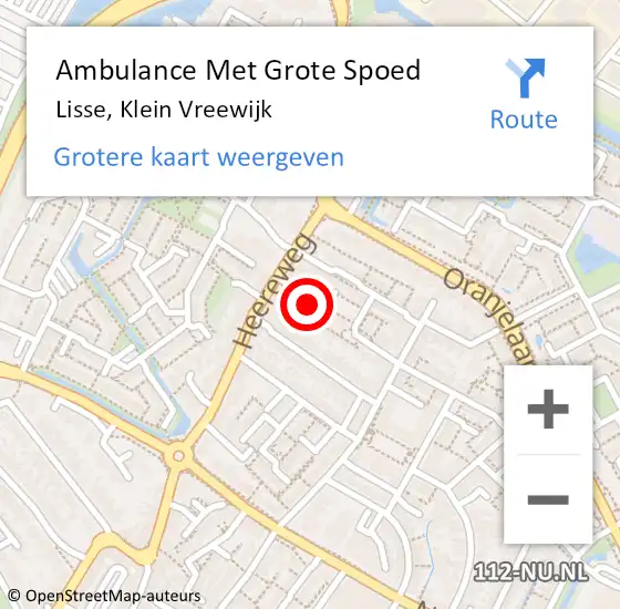 Locatie op kaart van de 112 melding: Ambulance Met Grote Spoed Naar Lisse, Klein Vreewijk op 18 april 2022 19:05