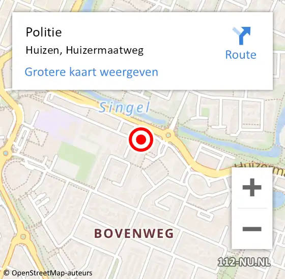 Locatie op kaart van de 112 melding: Politie Huizen, Huizermaatweg op 18 april 2022 19:06