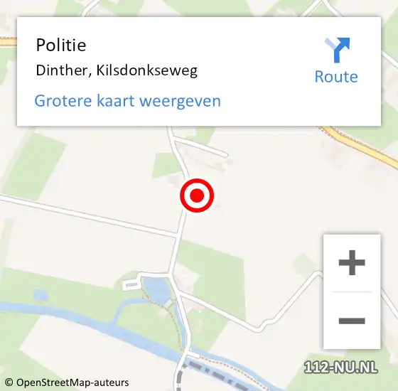 Locatie op kaart van de 112 melding: Politie Dinther, Kilsdonkseweg op 18 april 2022 19:07