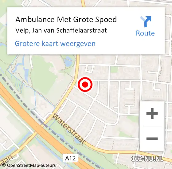 Locatie op kaart van de 112 melding: Ambulance Met Grote Spoed Naar Velp, Jan van Schaffelaarstraat op 18 april 2022 19:08