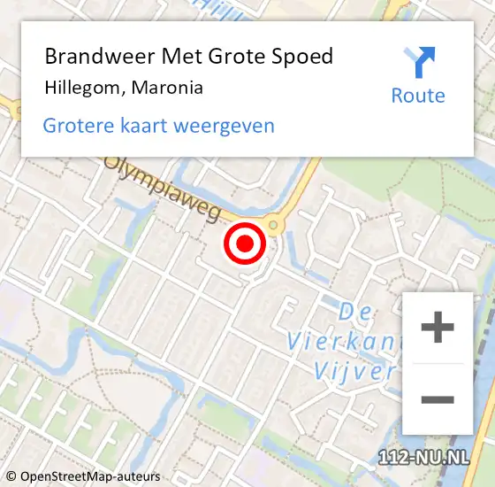 Locatie op kaart van de 112 melding: Brandweer Met Grote Spoed Naar Hillegom, Maronia op 18 april 2022 19:25