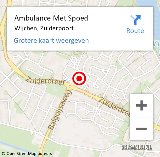 Locatie op kaart van de 112 melding: Ambulance Met Spoed Naar Wijchen, Zuiderpoort op 18 april 2022 19:55