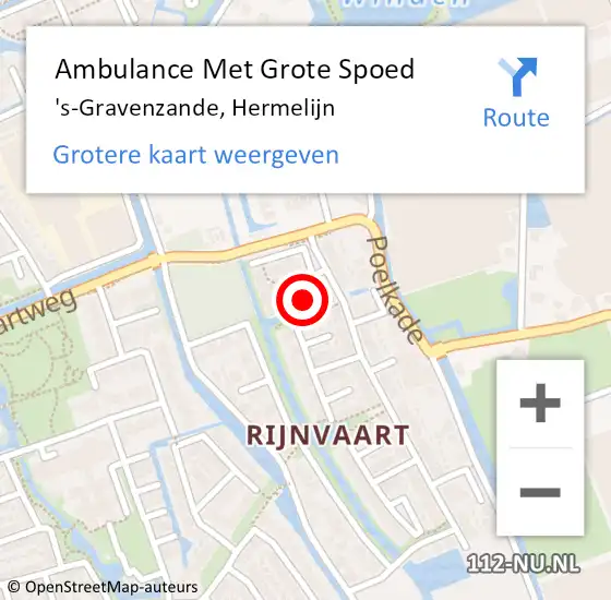 Locatie op kaart van de 112 melding: Ambulance Met Grote Spoed Naar 's-Gravenzande, Hermelijn op 18 april 2022 19:59