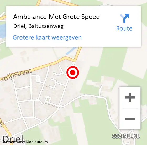 Locatie op kaart van de 112 melding: Ambulance Met Grote Spoed Naar Driel, Baltussenweg op 18 april 2022 20:21